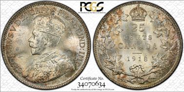 1918 25C MS65