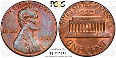 1982 1C Zinc Small Date MS63BN