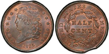 1835 1/2C Cohen 1 MS66RB