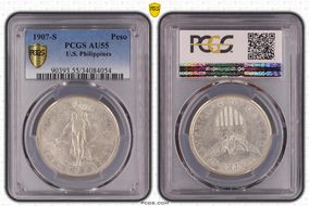 1907-S Peso AU55