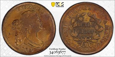 1804 1/2C C-8, Spiked Chin MS60BN