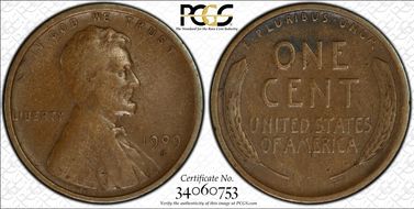 1909-S/S 1C S/Horizontal S, FS-1502 VF20BN