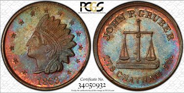 1863 CWT F-630AG-3a, John P. Gruber MS65BN