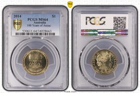 2014 $1 100 Years of Anzac MS64