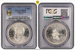 1952 5 Shil 300th Ann. of Capetown KM-41  Ag PR68