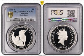 1996-P $1 Kookaburra Ag PR69DCAM