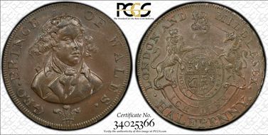 (c.1790) Tk 1/2D DH-952a Middlesex, National MS64BN