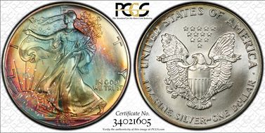 1992 $1 Silver Eagle MS67