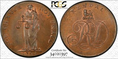 1794 Tk 1/2D DH-4 Westmoreland, Kendal MS65RB