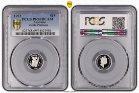1992 $15 Koala Platinum PR69DCAM