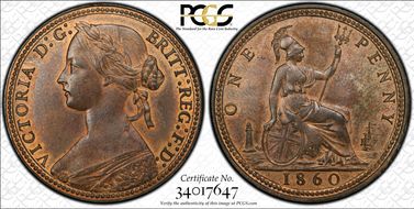 1860 1D S-3954 1/B L.C. WYON LCW(s) Cross(i) BB/BB MS64RB