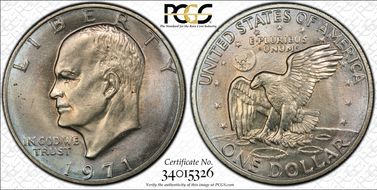 1971-D $1 "Friendly Eagle" FS-901 Type 1 Reverse MS64