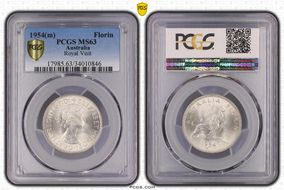 1954(m) Florin Royal Visit KM-55  Ag MS63