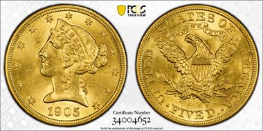 1905 $5 MS65