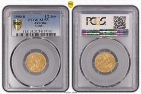 1900-S 1/2 Sov S-3881 AU55