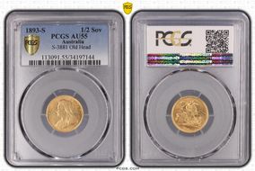 1893-S 1/2 Sov S-3881 Old Head AU55