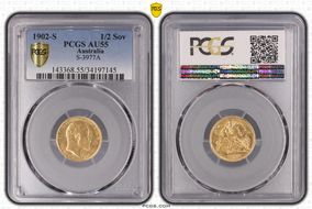 1902-S 1/2 Sov S-3977A AU55