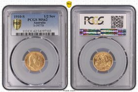 1910-S 1/2 Sov S-3977B MS62