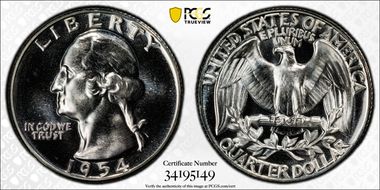 1954 25C PR67+