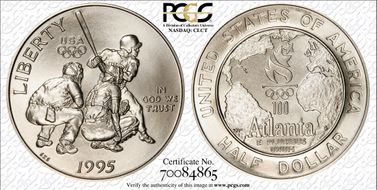 1995-S 50C Baseball MS70