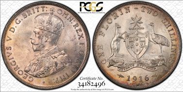 1916-M Florin KM-27  Ag MS65