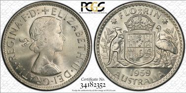 1959(m) Florin KM-60  Ag MS65