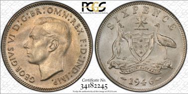 1946(m) 6D KM-38a  Ag MS66