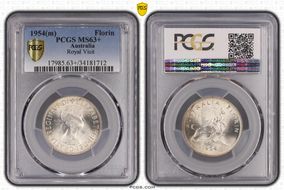 1954(m) Florin Royal Visit KM-55  Ag MS63+