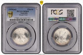 1954(m) Florin Royal Visit KM-55  Ag MS64