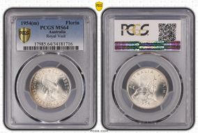 1954(m) Florin Royal Visit KM-55  Ag MS64