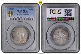 1887 Florin S-3925 Jubilee Head MS64
