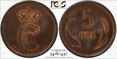 1874 CS 5 Øre MS64BN