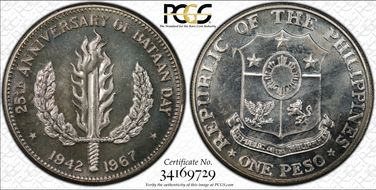 1967 Peso Bataan Day PL65