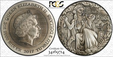 2017-P $2 Frigg, HR Antique Finish First Strike PR70