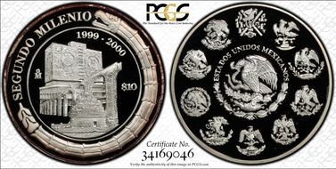 1999-2000-Mo 10 Peso Millenium - Architecture PR68DCAM