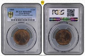 1860 1/2D S-3956 Toothed Border MS64RB