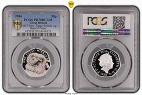 2016 50p S-H37 Mrs. Tiggy-Winkle Ag Beatrix Potter PR70DCAM