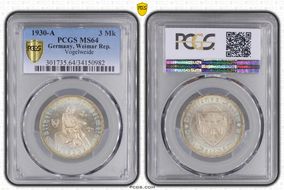1930-A 3 Mk Vogelweide J-344 MS64