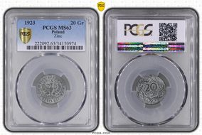 1923(w) 20 Gr Zinc MS63