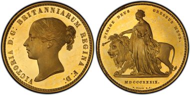 1839 £5 WR-279 Una and the Lion LE, 5 Scrolls PR64DCAM