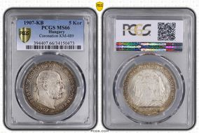 1907-KB 5 Kor Coronation KM-489  Ag MS66