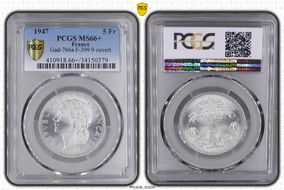 1947 5 Fr Gad-766a F-399 9 ouvert MS66+