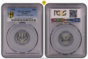 1944 50C Gad-425 F-196 Vichy MS67