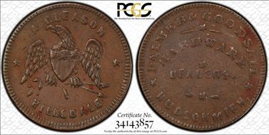 No Date Token F-480F-2a Copper PE Palmer & Goodsall AU50BN