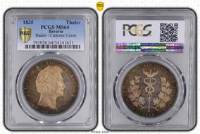 1835 Thaler Baden - Customs Union KM-766 MS64