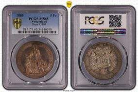 1885 5 Fr Bern R-193 MS65