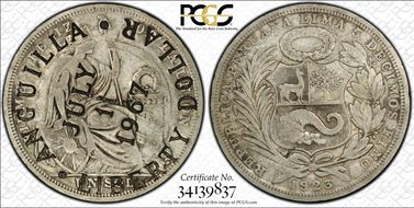 1967 $1 X-3 C/M on Peru Sol VF25