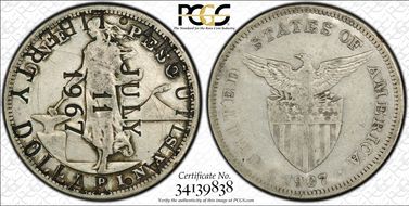 1967 $1 X-5 C/M on US Phil Peso N1