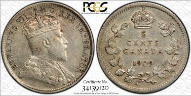 1909 5C Round Leaves  Cross/Bow Tie VF35