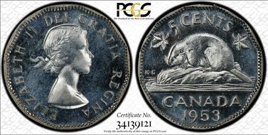 1953 5C No Strap, Near Leaf MS61